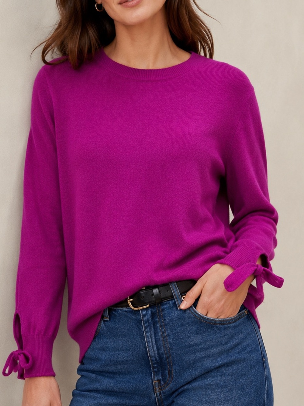 Banana Republic Filpucci Merino Cashmere Bow Cuff Sweater L